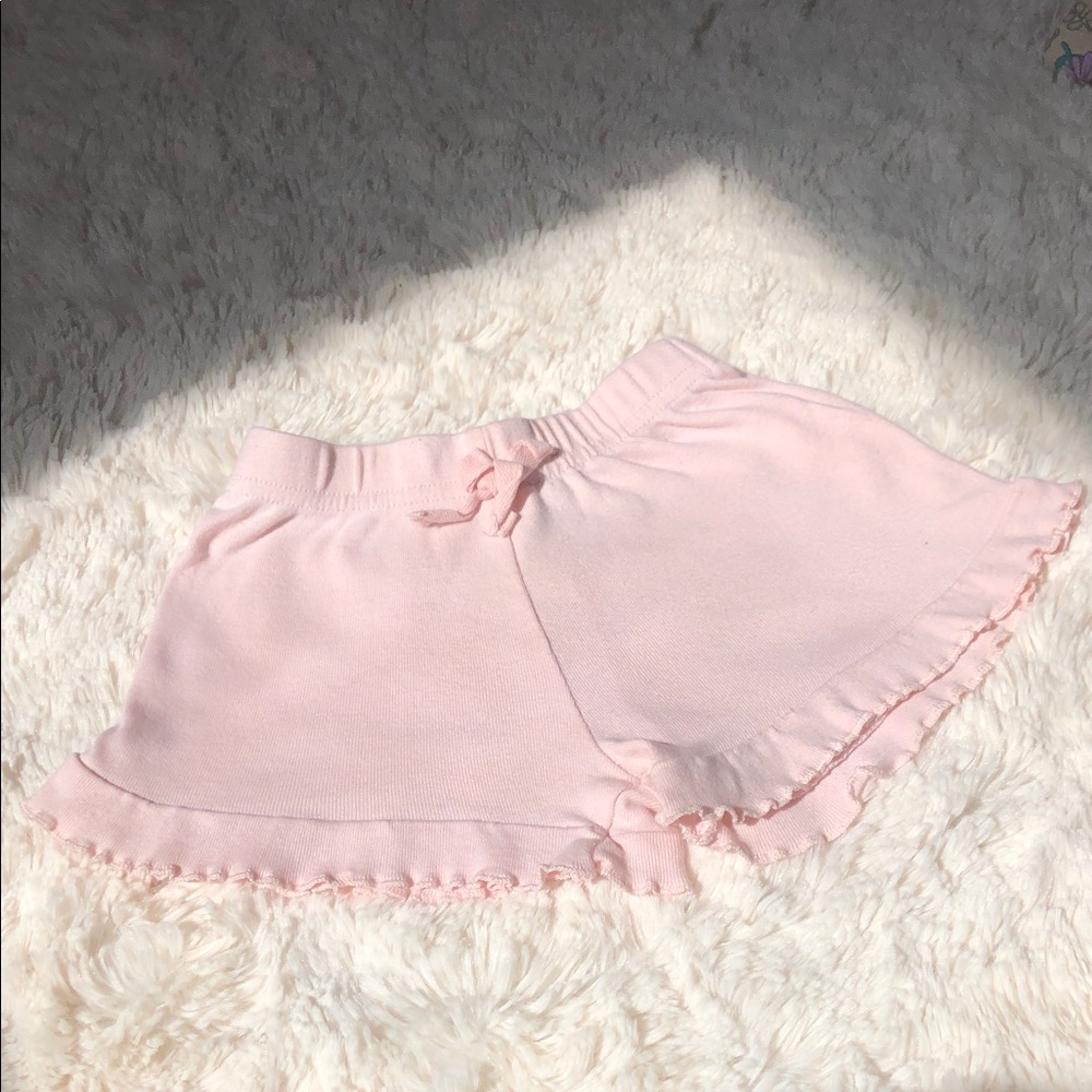 Soft Pink Girls' Knit Ruffle Summer Shorts